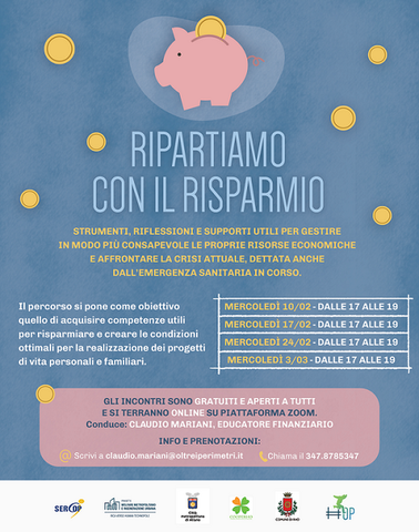Ripartiamo con il risparmio! Incontri on line per imparare a gestire meglio i tuoi soldi