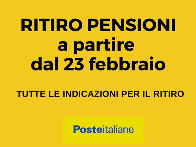 Ritiro pensioni dal 23 febbraio al 1 marzo