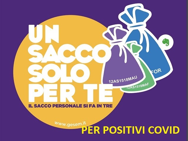 Consegna a domicilio  sacchi viola dedicati ai nuclei familiari positivi al Covid -19